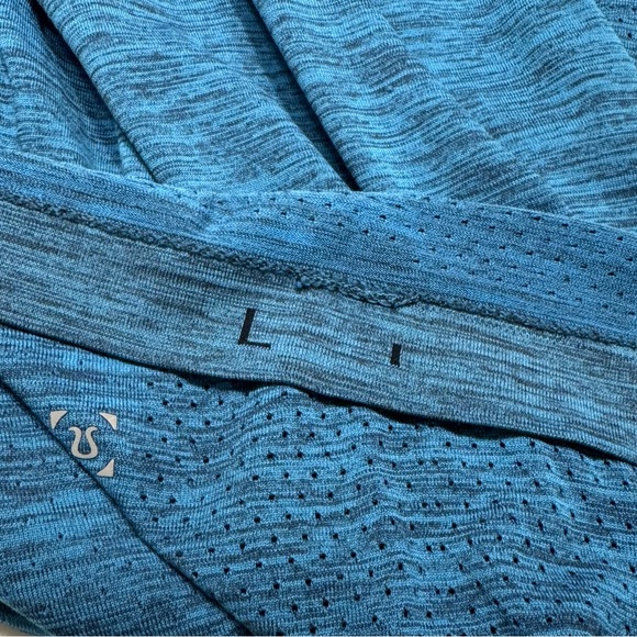 LULULEMON Blue Heathered Short Sleeve Top - Picture 6 of 7